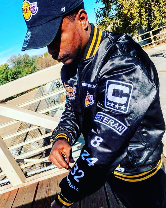 “FLY CASUAL” Lakers Championship Commemorative BOMBER JACKET (BLACK)