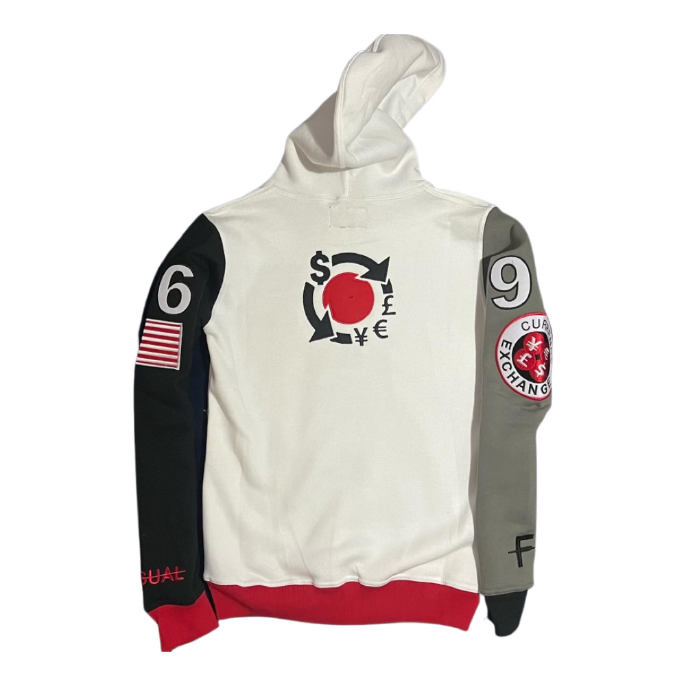 CROSS COLORED HOODIE  BLACK/WHITE/RED