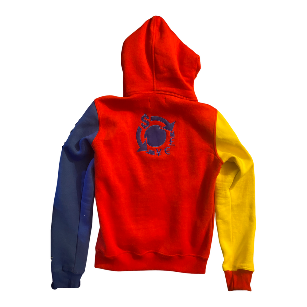 CROSS COLORED HOODIE  RED/BLUE/YELLOW